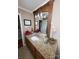 Bathroom featuring granite countertop, single vanity, and decorative mirror at 2104 Farmbrook Dr, Statesville, NC 28625