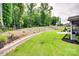 Backyard with a retaining wall and a grassy area at 2324 Loire Valley Dr, Indian Land, SC 29707