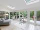 Bright living room features a seating area, desk, large windows, and skylights at 2432 Hartmill Ct, Charlotte, NC 28226