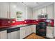 Well-equipped kitchen with stainless steel appliances and a red backsplash, plus ample storage at 2723 Craddock Ave, Charlotte, NC 28208