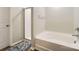 Bathroom with a shower and separate soaking tub at 4151 Granite St, Midland, NC 28107