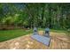 Serene backyard features a cozy deck with chairs and a swing, perfect for relaxation at 6215 Cross Creek Ln, Charlotte, NC 28212