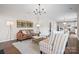 Living room view showcasing modern chandelier and open floor plan at 6803 Augustine Way, Charlotte, NC 28270