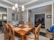 Dining room with wood table and chairs, neutral walls and dark wood flooring at 7700 Antique Cir, Waxhaw, NC 28173