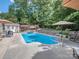 Inviting backyard pool and patio area surrounded by lush landscaping at 7700 Antique Cir, Waxhaw, NC 28173