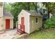 Detached shed featuring a red door, and convenient side access at 906 Wishing Well Ln, Charlotte, NC 28270