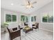Cozy sunroom with large windows, wicker furniture, and a relaxing atmosphere at 9908 Park Springs Ct, Charlotte, NC 28210