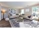 Bright living room with stylish furnishings, art, and hardwood floors at 113 Foxfield Ln, Matthews, NC 28105
