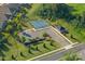Overhead view of tennis courts and common areas, providing recreational amenities for residents at 114 Canoe Pole Ln, Mooresville, NC 28117