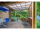 Relaxing back porch featuring a translucent roof, potted plants, and a view of the green backyard at 121 C And C Ln, Mooresville, NC 28115