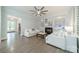 Bright and spacious living room with fireplace, built-in bookshelves, and modern decor at 2004 Viscount Dr, Matthews, NC 28104