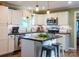 Updated kitchen features stainless appliances, pendant lighting, and a butcher block island at 24007 Old Aquadale Rd, Albemarle, NC 28001