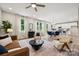 Open-concept living room with stylish furniture and seamless flow into the dining and kitchen areas at 384 Speedway Pl, Concord, NC 28027