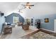 Spacious living room with carpet, recliner, sofa and multiple ceiling fans at 6006 Casswell Cir, Matthews, NC 28104