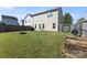 Home's fenced backyard featuring a fire pit, grill, and potential gardening area, perfect for outdoor activities at 6945 Agava Ln, Charlotte, NC 28215