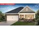Charming single story home with stone accents, attached garage, well-maintained lawn, and inviting front porch at 1357 Secrest Commons Dr, Monroe, NC 28112