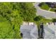 Aerial view of a backyard with a patio and outdoor furniture nestled amongst lush greenery at 15209 Loire Valley St, Charlotte, NC 28277