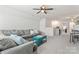 Inviting living room with plush gray sofa, blue accents, and neutral decor at 17231 Rider Wood Ln, Charlotte, NC 28278