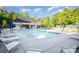 Community pool with lounge chairs, umbrellas, and ladder access at 1846 Sam Smith Rd, Fort Mill, SC 29708