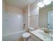 Bright bathroom featuring a white bathtub, shower and a white vanity at 3009 Palm Dr, Fort Mill, SC 29715