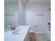 Neutral bathroom featuring a large vanity with a mirror and a shower-tub combo at 3009 Palm Dr, Fort Mill, SC 29715