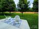 Inviting backyard patio with white chairs and a stylish outdoor rug, perfect for relaxing at 408 Presidio Dr, Rock Hill, SC 29732