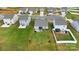 An aerial view of the neighborhood, showing the backyard patio with gazebo at 410 Apex Cir, Shelby, NC 28152