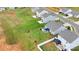 Neighborhood aerial with spacious yards, including one with a gazebo and fire pit at 410 Apex Cir, Shelby, NC 28152