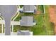 Aerial view showcases the backyard, patio, gazebo, and driveway at 410 Apex Cir, Shelby, NC 28152