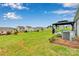 Expansive backyard featuring a gazebo, well-maintained lawn and a great view at 410 Apex Cir, Shelby, NC 28152