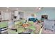 Open dining area with glass table, seating, and views into living room and kitchen at 410 Apex Cir, Shelby, NC 28152