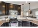 Bright kitchen features granite countertops, stainless steel appliances, and dark wood cabinets at 4107 Park South Station Blvd, Charlotte, NC 28210