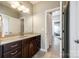 Bathroom with tiled floors, and granite vanity with lots of drawers for storage at 4220 Thames Cir, Fort Mill, SC 29715