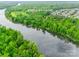 Aerial view of the Catawba River winding through a lush green landscape at 4220 Thames Cir, Fort Mill, SC 29715