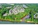 View of neighborhood community from aerial perspective near lake and green space at 529 River Park Rd, Belmont, NC 28012