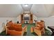 Cozy bonus room with vaulted ceiling features hardwood cabinet and comfortable leather chairs at 8918 Beach Bluff Ct, Sherrills Ford, NC 28673