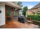 Outdoor deck with a grill and outdoor seating at 8918 Beach Bluff Ct, Sherrills Ford, NC 28673