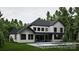 Rear exterior of a modern home, showcasing a covered patio, a pool, sleek black windows and siding at 10220 Idlewild Rd, Matthews, NC 28105