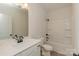 Bathroom featuring a single sink vanity, toilet and shower-tub combo at 1266 Langston Ln, Salisbury, NC 28144
