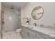 Bright bathroom featuring modern fixtures, a frameless shower, and neutral tones, great for freshening up at 1315 East Blvd # 225, Charlotte, NC 28203