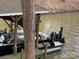 Close-up of a modern boat in a covered dock, showcasing waterfront lifestyle at 177 Mountain View Ln, Troy, NC 27371