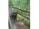 Dilapidated wooden deck with weathered railings and rotting floorboards in need of repair at 177 Mountain View Ln, Troy, NC 27371