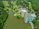 Gorgeous aerial shot showcasing golf course, tennis courts, and a community pool at 3310 Windbluff Dr, Charlotte, NC 28277