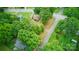 Aerial view of a home surrounded by lush trees in a quiet neighborhood at 407 Cummings St, Rock Hill, SC 29730