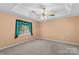 Bedroom featuring neutral walls, carpeted floor and one window with a green valance at 103 Prestwick Ct, Salisbury, NC 28146