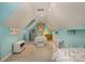 Upstairs bedroom with light blue walls and white trim at 13416 Kintyre Ct, Matthews, NC 28105