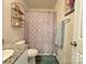 Bathroom with granite countertops, modern fixtures, and tub with shower at 1916 Country Way, Hickory, NC 28601