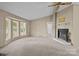 Bright living room features a fireplace and a bay window providing ample natural light at 200 Southwood Park Rd, Mooresville, NC 28117
