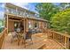 Exterior elevation of home and the wooden deck, with outdoor seating at 2005 Scott Ave, Charlotte, NC 28203