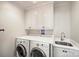 Clean laundry room with front-load washer and dryer, sink, and plenty of counter space for folding at 2011 Fromby Ct, Charlotte, NC 28211